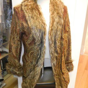 Faux Fur trimmed, Paisley dress coat